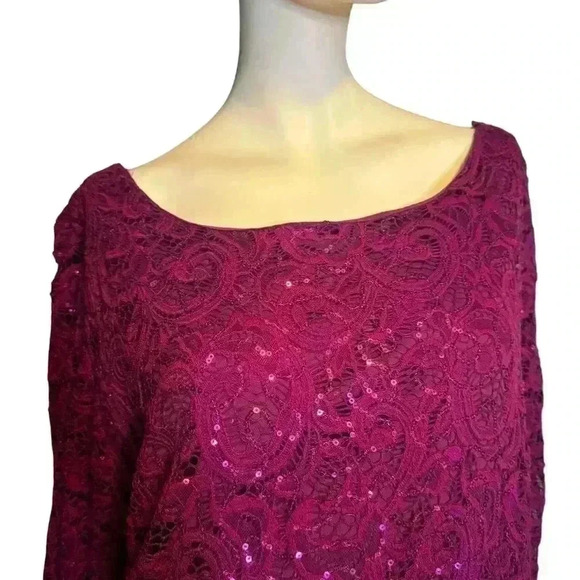 Marina Fuchsia Pink Lace Long Sleeve Dress size 16W. - Picture 5 of 12